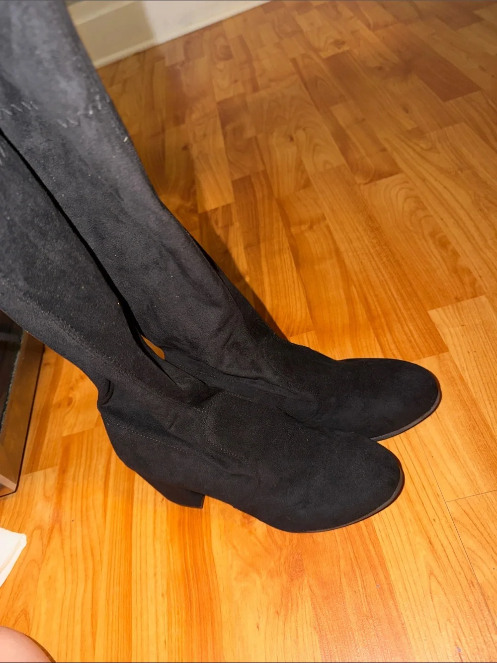 Amazon Black Over-the-Knee Suede Block Heel Boots